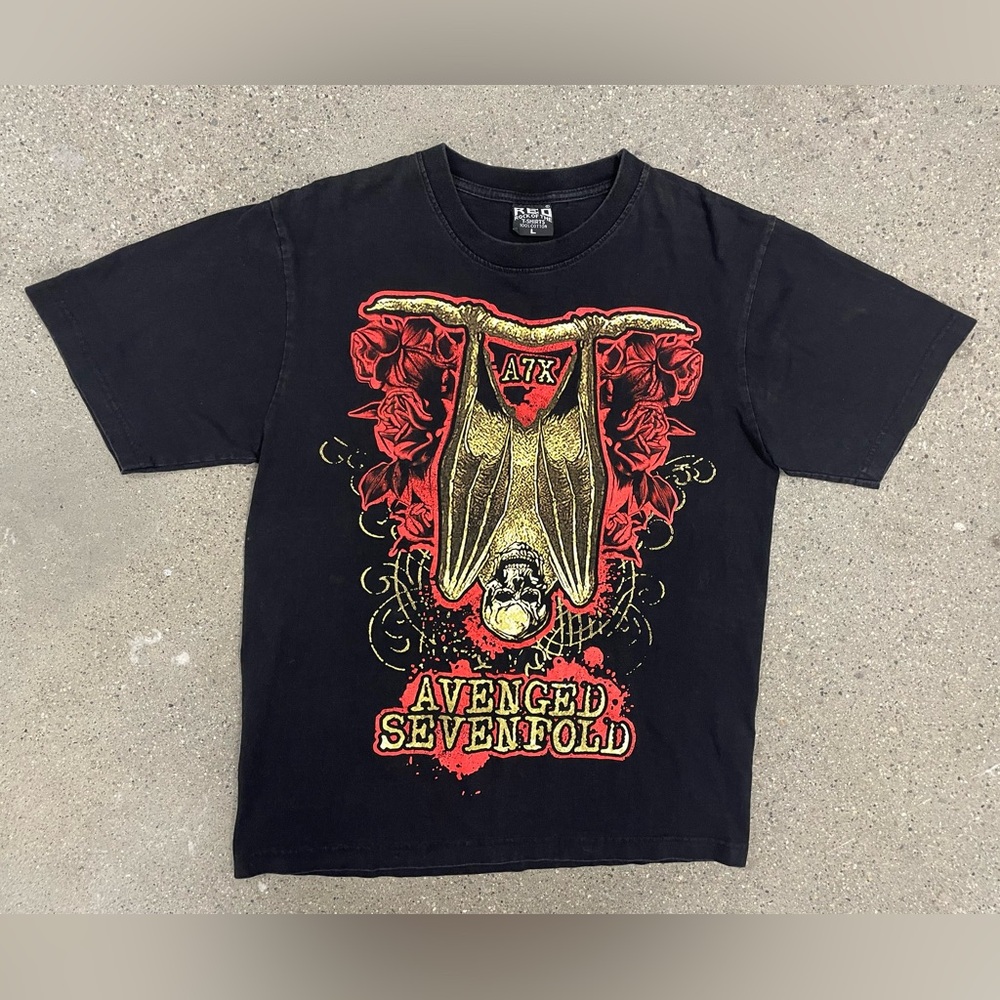 Vintage Avenged Sevenfold Band Shirt A7X Mens Size Large Black Y2K Double Sided